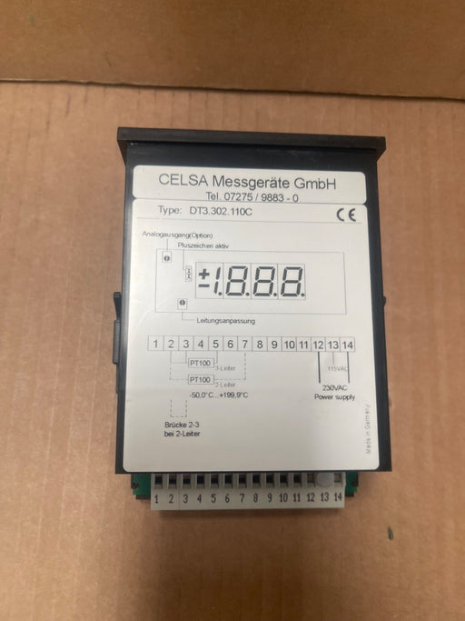CELSA – DT3.302.110C – Digital Temperature Indicator for PT100 Sensor (230 V AC)