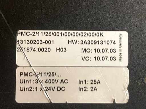 ELAU PMC-2/11/25/001/00/00/02/00/0K Servo-Drive Controller