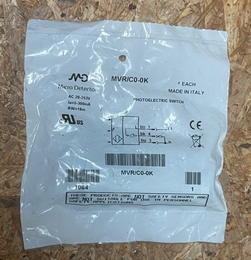 Micro Detectors – MVR/C0‑0K – M18 Through‑Beam Receiver, AC 20–253 V, 16 m