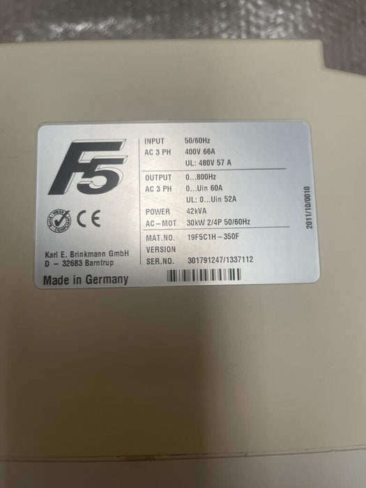KEB COMBIVERT F5 19F5C1H-350F Drive Controller 30kW - 2805 Hours Runtime
