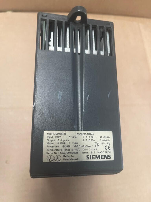 SIEMENS MICROMASTER 6SE9210-7BA40 230V 0.16HP / 120W