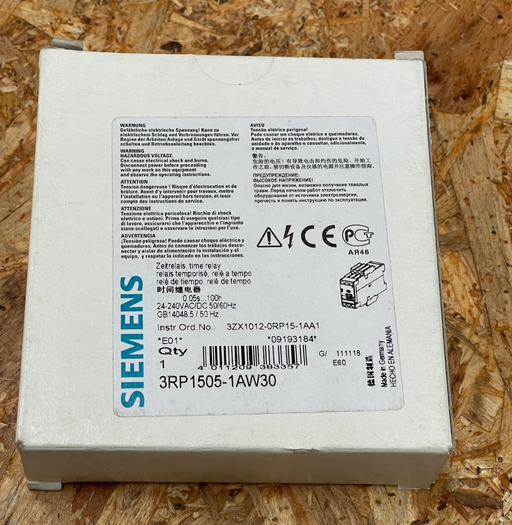 Siemens – 3RP1505‑1AW30 – SIRIUS Multifunction Timing Relay 0.05 s–100 h, 24–240