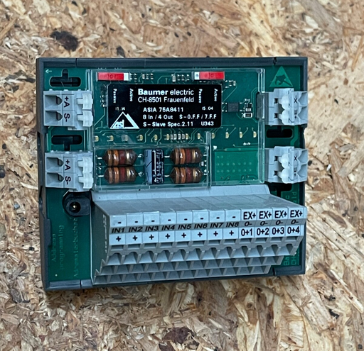 Baumer - ASIA 75A8411 - AS-Interface Module, 8 Inputs, 4 Outputs, DIN Rail Mount