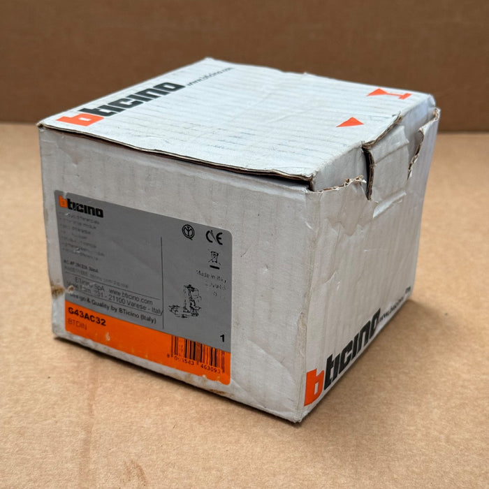 Bticino – G43AC32 – 4‑Pole 32 A AC Differential Module, 30 mA (G2 Add‑On RCD)
