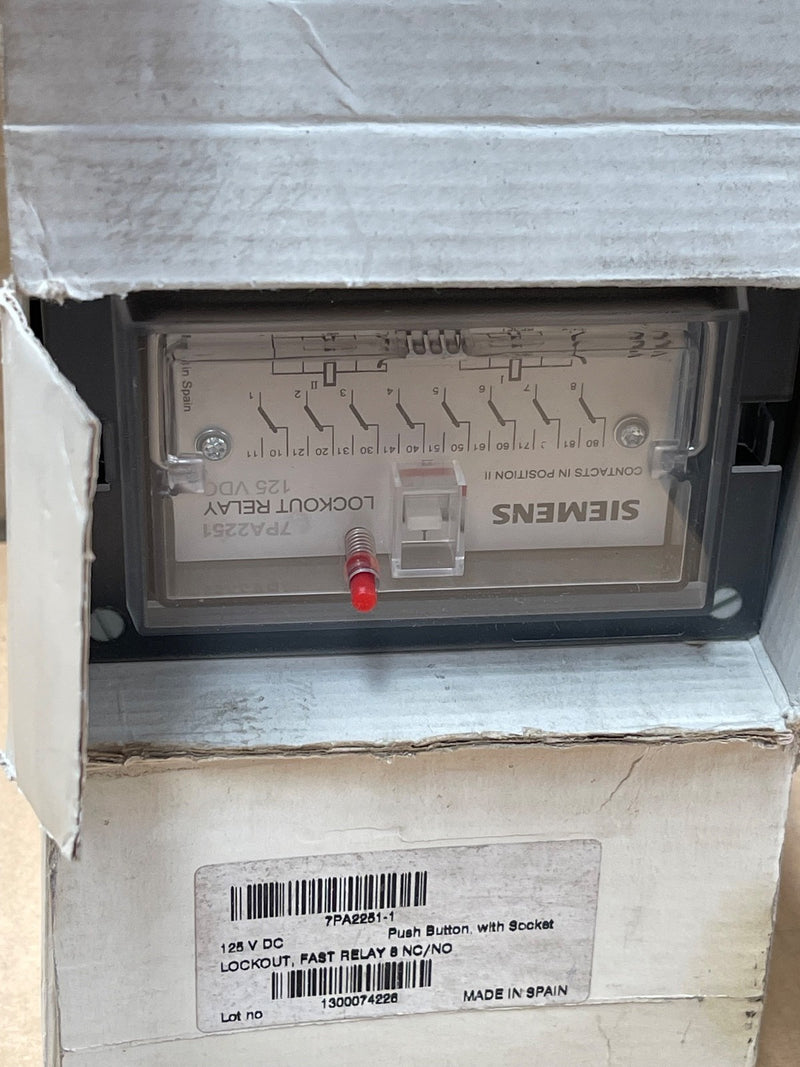 Siemens – 7PA2251‑1 – Fast Lock‑Out Bistable Relay 125 V DC 8‑Contact With Reset