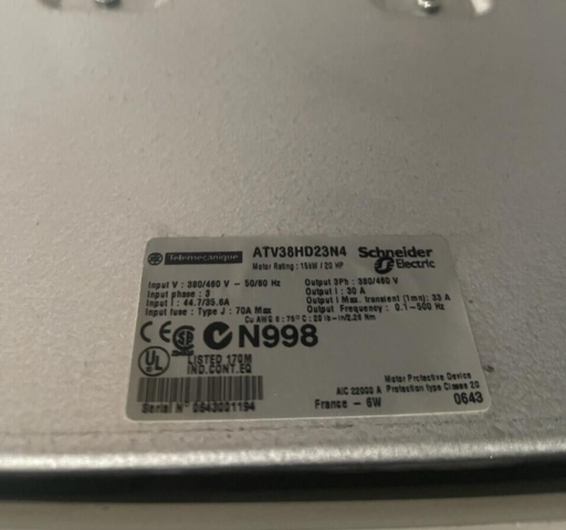 Telemecanique - ATV38HD23N4 - ATV38 380/460V 15KW
