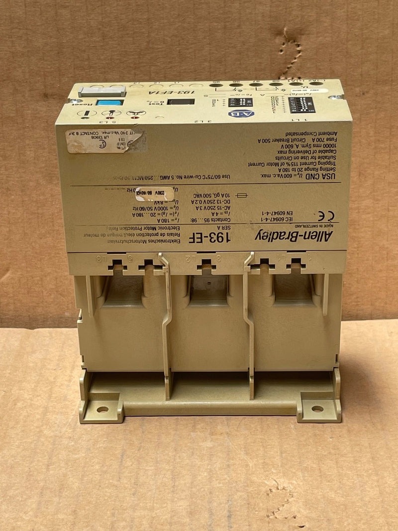 Allen‑Bradley – 193‑EF1A – Bulletin 193‑EF Solid‑State Overload Relay 20‑180 A