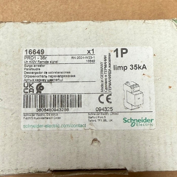 Schneider Electric – 16649 (PRD135r) – Acti9 1‑Pole Type 1 Surge Arrester, 440 V