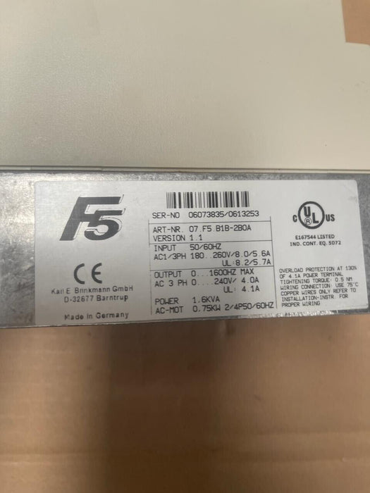 KEB COMBIVERT F5 - 07.F5.B1B-2B0A - VFD 180...260V - 1,6KVA / 0,75kW