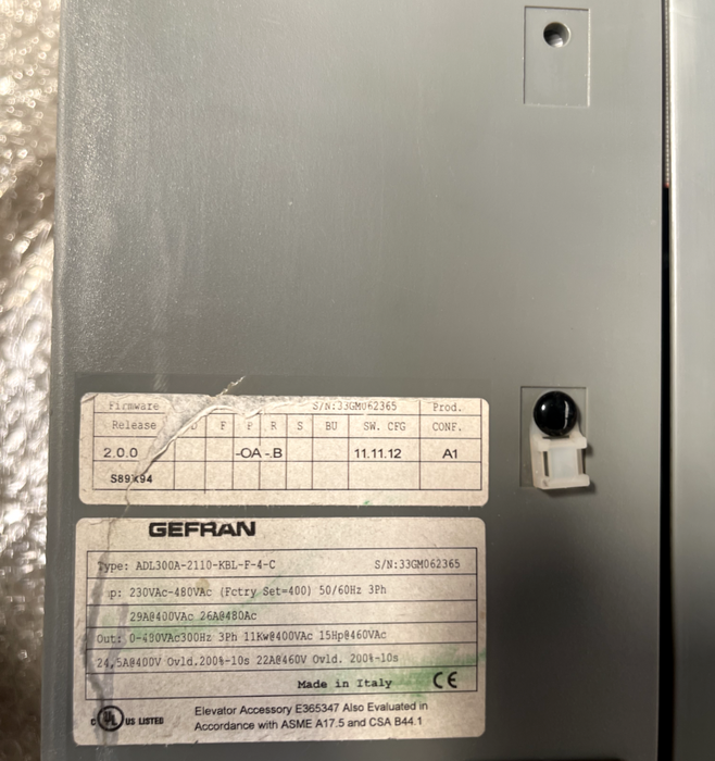 GEFRAN, ADL300A-2110-KBL-F-4-C, Variable Frequency Drive 15 HP 480V ADVANCE EMI