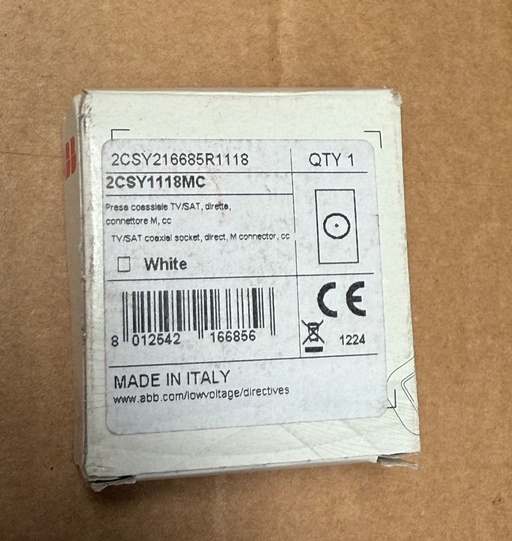 ABB – 2CSY1118MC – TV/SAT Coaxial Socket, Direct IEC Male, CC/Mylos/Chiara Serie