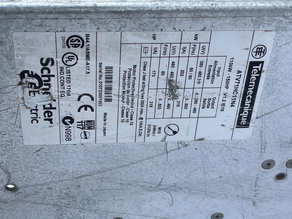 Telemecanique – ATV71HC11N4 – Altivar 71 VFD, 110 kW / 150HP, 380–480 V AC