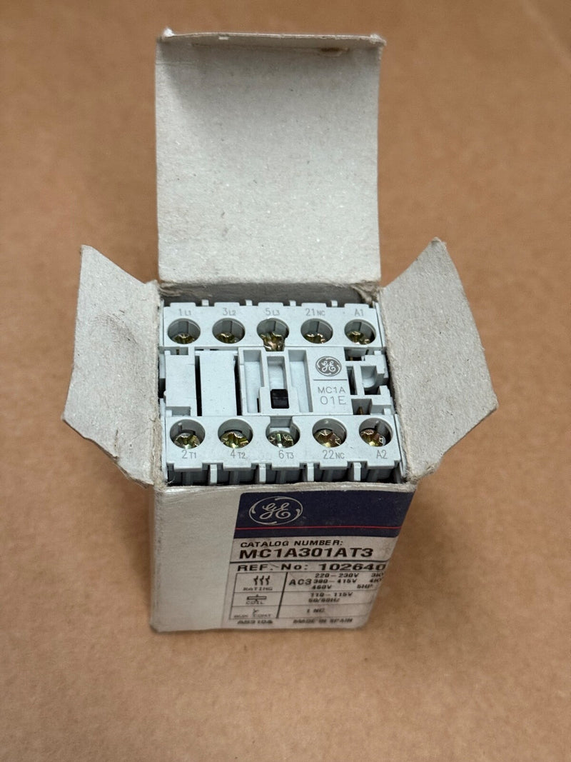 GE – MC1A301AT3 (102640) – 3‑Pole 9 A Miniature Contactor, 110–120 VAC Coil
