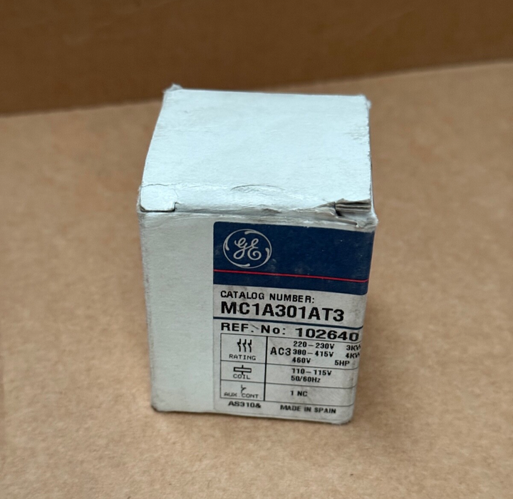GE – MC1A301AT3 (102640) – 3‑Pole 9 A Miniature Contactor, 110–120 VAC Coil