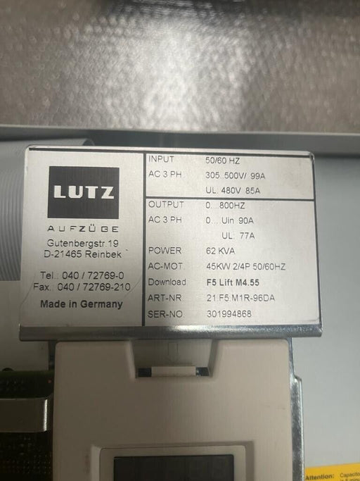 LUTZ AUFZÜGE 21.F5.M1R-96DA VFD AC Speed Drive 305...500V 45KW 2/4P