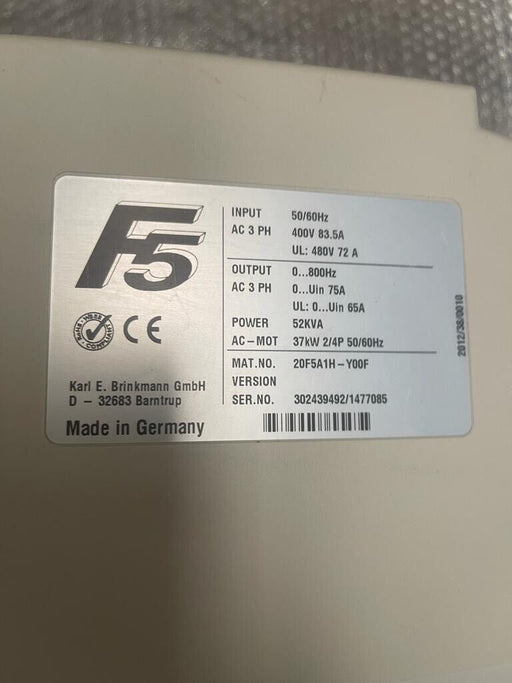 KEB COMBIVERT F5 20F5A1H-Y00F Drive Controller 37kW - 1951 Hours Runtime