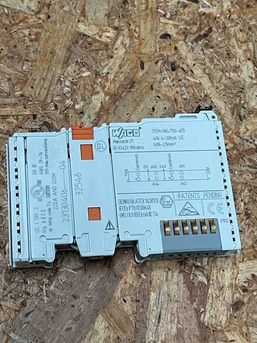 WAGO - 750-455 - 4-Channel Analog Input Module, 4–20 mA, 12-bit, IP20