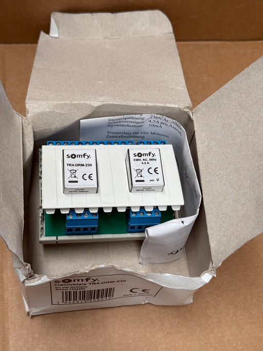 Somfy – TR4‑DRM‑230 (1822292) – 4‑Motor DIN‑Rail Isolator Relay, 230 VAC