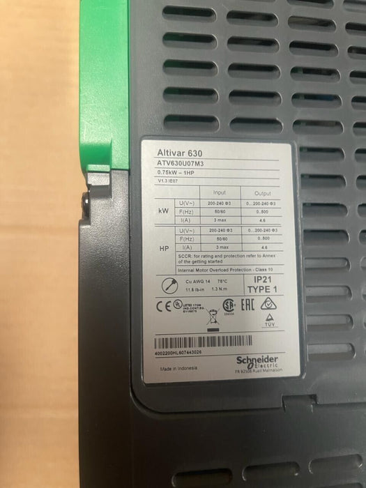 Schneider Electric Altivar - ATV630U07M3 - AC Speed Drive 0.75kW/1HP Like New!