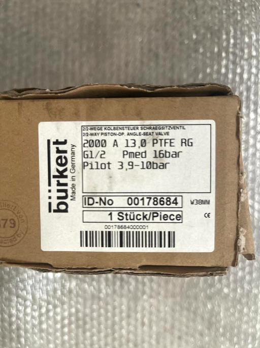 Bürkert 00178684 2000 A 13,0 PTFE RG G1/2 Pmed 16bar Pilot 3,9-10bar