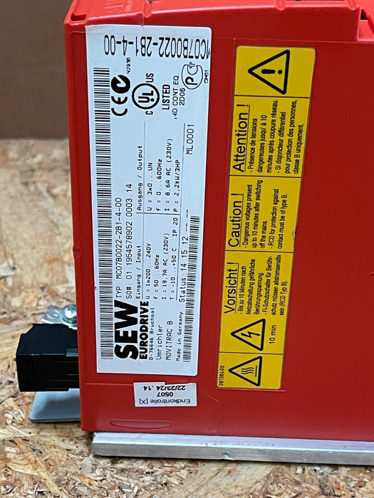 SEW‑EURODRIVE – MC07B0022‑2B1‑4‑00 – MOVITRAC B 2.2 kW 1Phase Frequency Inverter