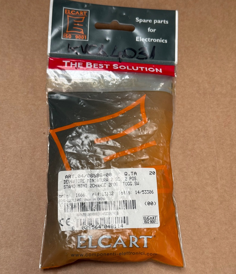 20PCs Elcart – 04/06596‑00 – Miniature Toggle Switch, 6 A 125 VAC, Solder Lug