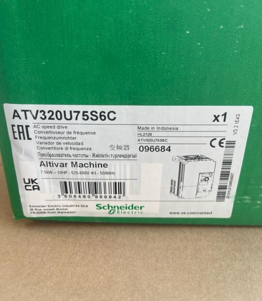 Schneider Electric, ATV320U75S6C, AC speed drive, 7.5kW - 10HP, 525-600V