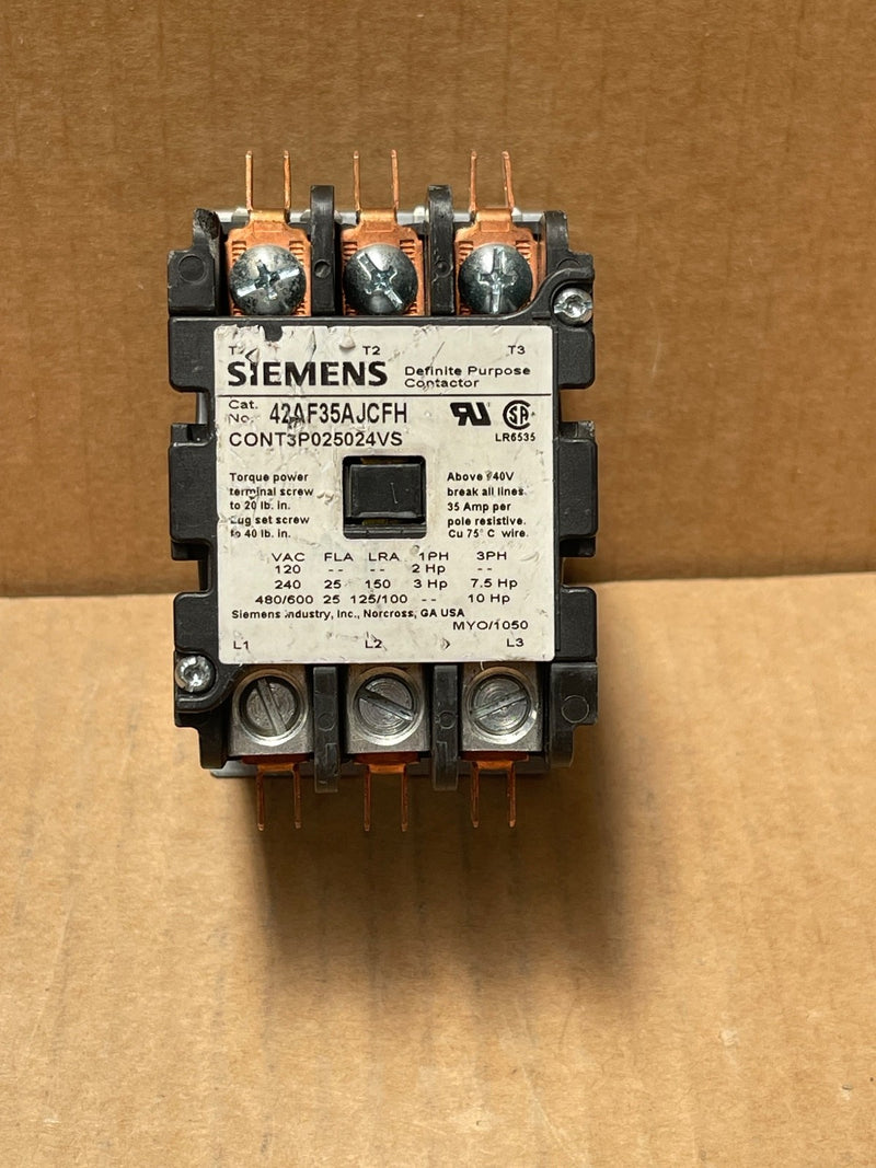 Siemens – 42AF35AF (42AF35AJCFH) – 3‑Pole Definite Purpose Contactor 25A 110/120