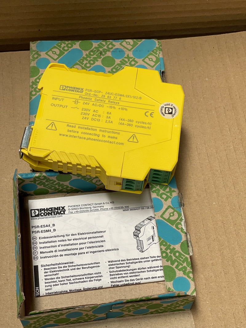 Phoenix Contact – 2963776 – PSR‑SCP‑24UC/ESM4/3X1/1X2/B Safety Relay 24 V DC