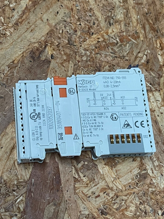 WAGO - 750-555 - 4-Channel Analog Output Module, 4–20 mA, 12-bit, IP20