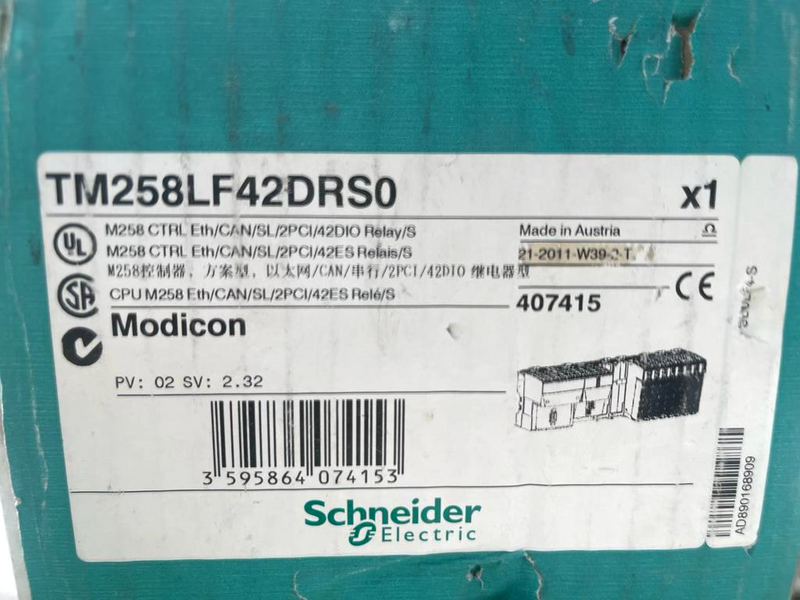 Schneider Electric Modicon TM258LF42DRS0 M258 CTRL Eth/CAN/SL/2PCI/42DIO Relay/S