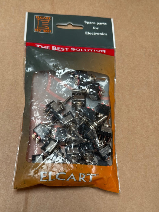20PCs Elcart – 04/06596‑00 – Miniature Toggle Switch, 6 A 125 VAC, Solder Lug
