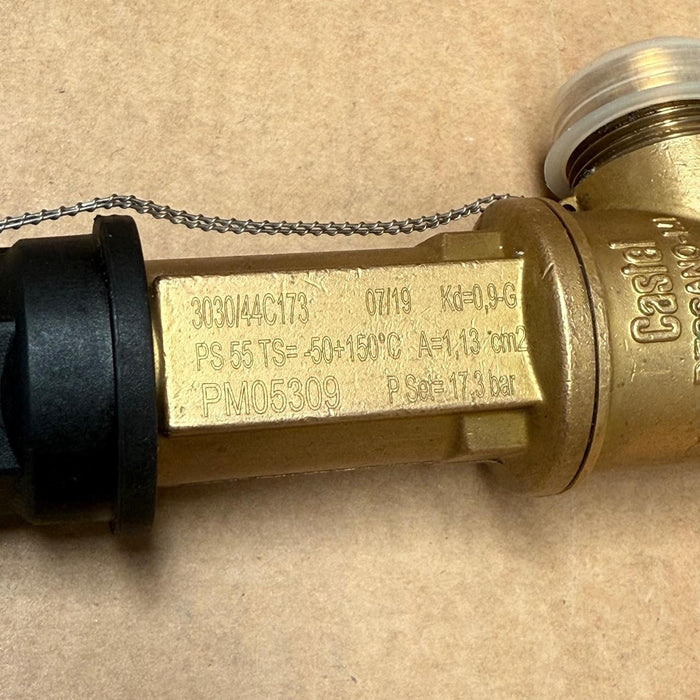 Castel – 3030/44C173 – 17.3 bar Safety Relief Valve, ½″ NPT×¾″ G, PS 55 bar