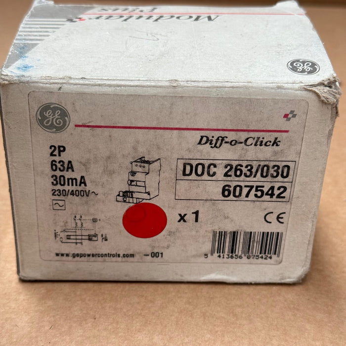 Schneider Electric (GE) – DOC 263/030 – 63 A 30 mA Add‑On RCD Module